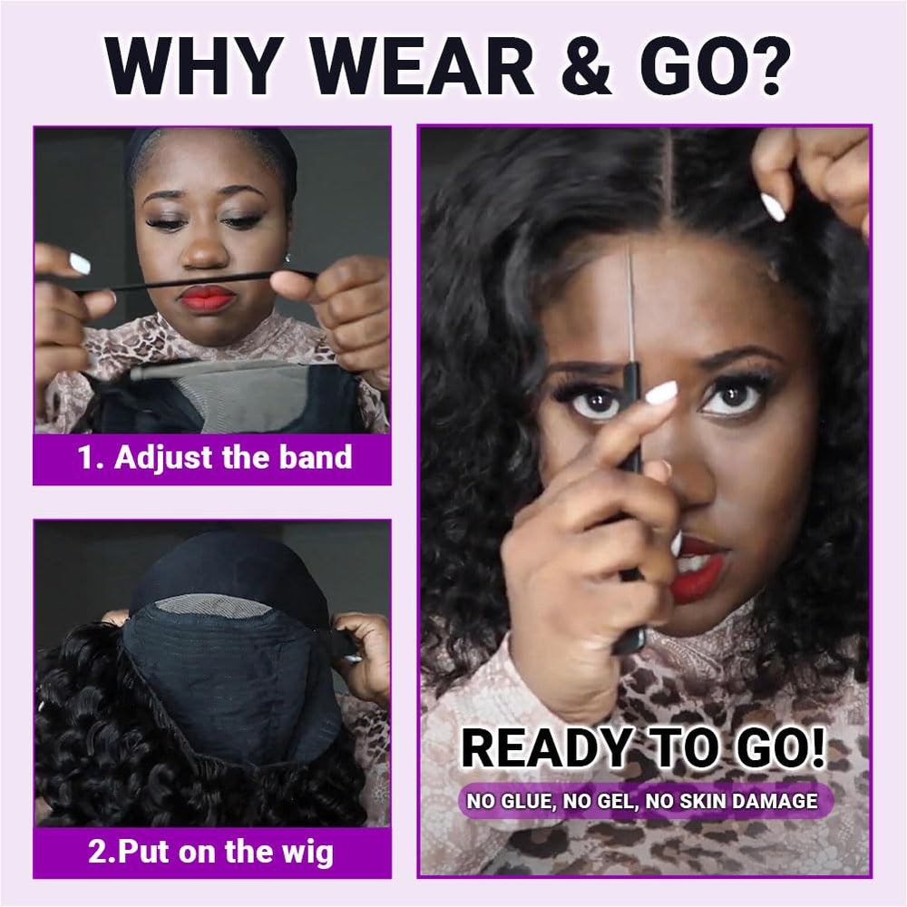 UCUVIC 12 inch lace wig cap detail for secure, glue-free wear
