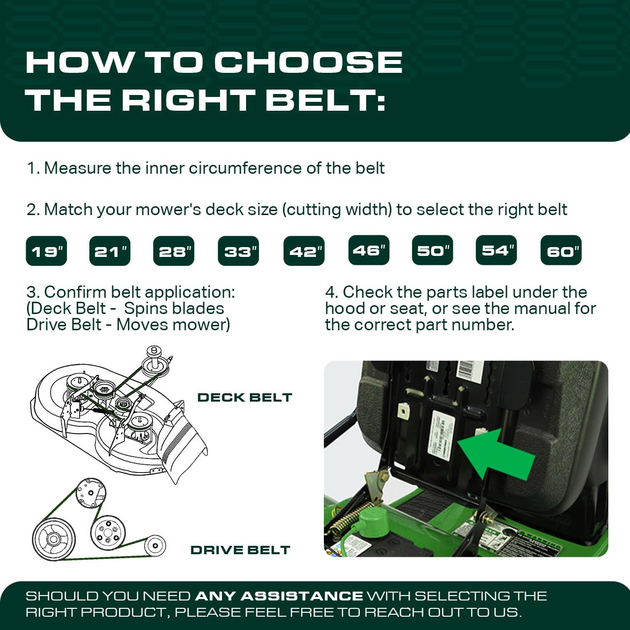 UDC Mower Belts deck belt 592855001 replacement for Poulan PP42 family, smooth drive