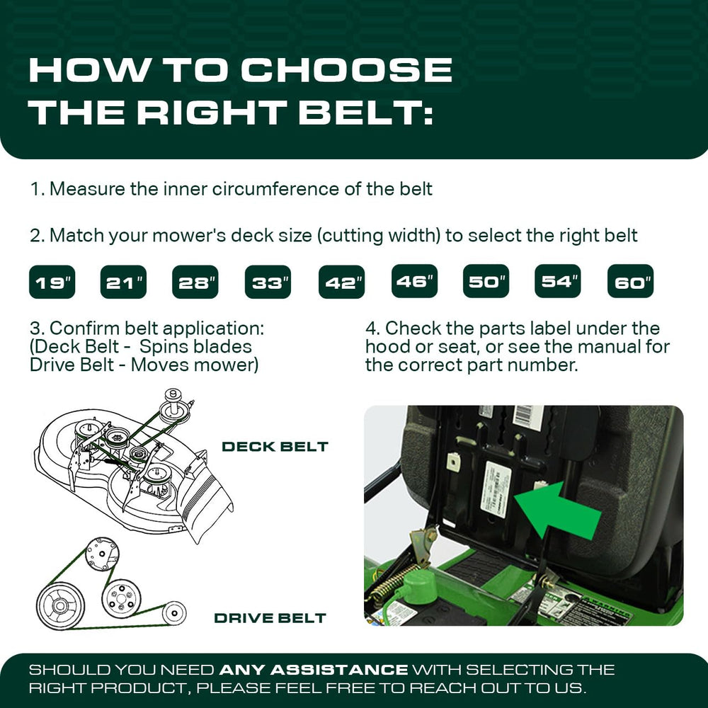 UDC Mower Belts deck belt 592855001 replacement for Poulan PP42 family, smooth drive