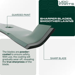 UDC Parts 3-pack high-lift blades; improved airflow for cleaner cuts.