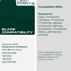 UDC Parts 532187256 blade fit list; precise fit for multiple mowers.