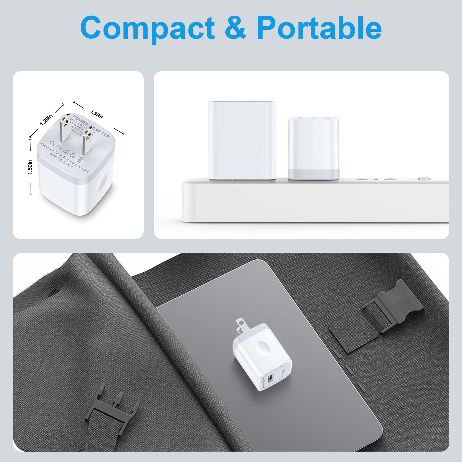 Uenlio USB Charger Block Anti-slip Finish Helps Prevent Slips.