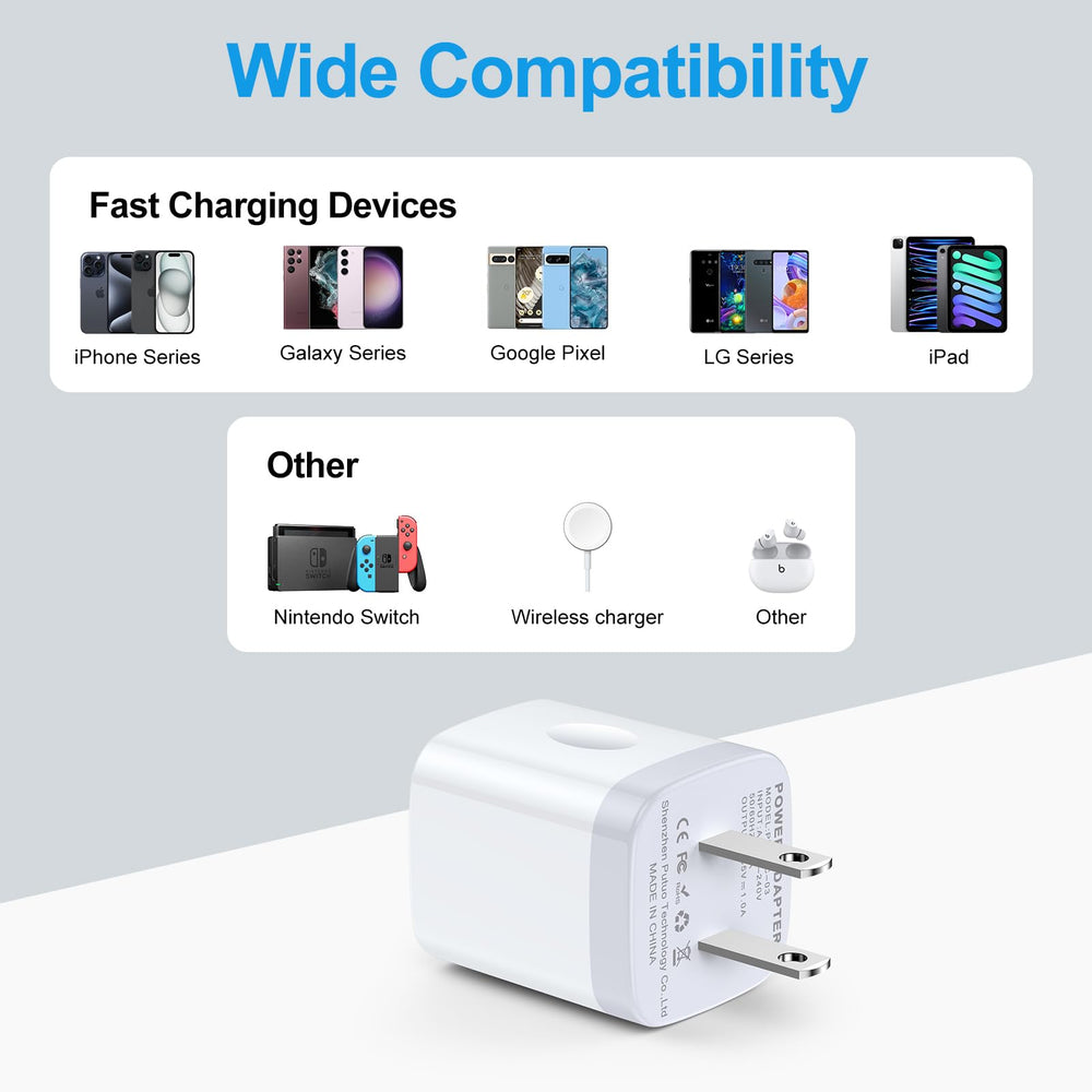 Uenlio USB Charger Block Multi-Guard Protection Guards Against Overcharging and Overheating.