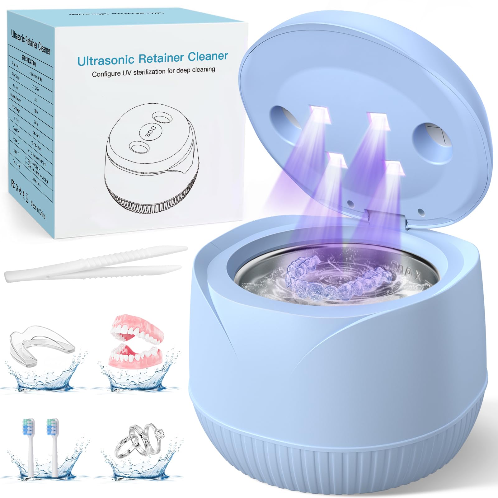 UEOFEN dental ultrasonic cleaner compact design for home use and silent operation
