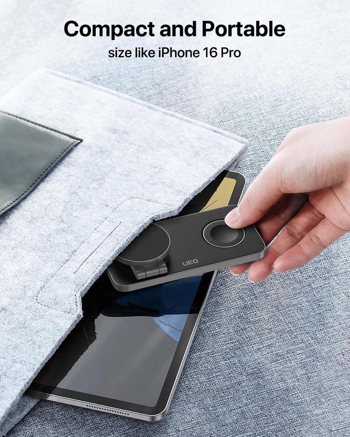 UEQ box includes charger, cable, and user guide for easy setup.