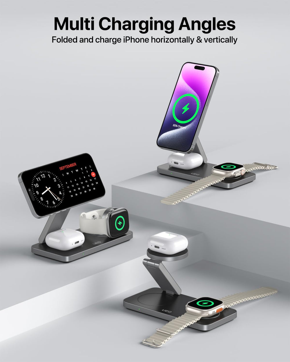 UEQ Soft LED indicator glows subtly, staying sleep-friendly while charging.
