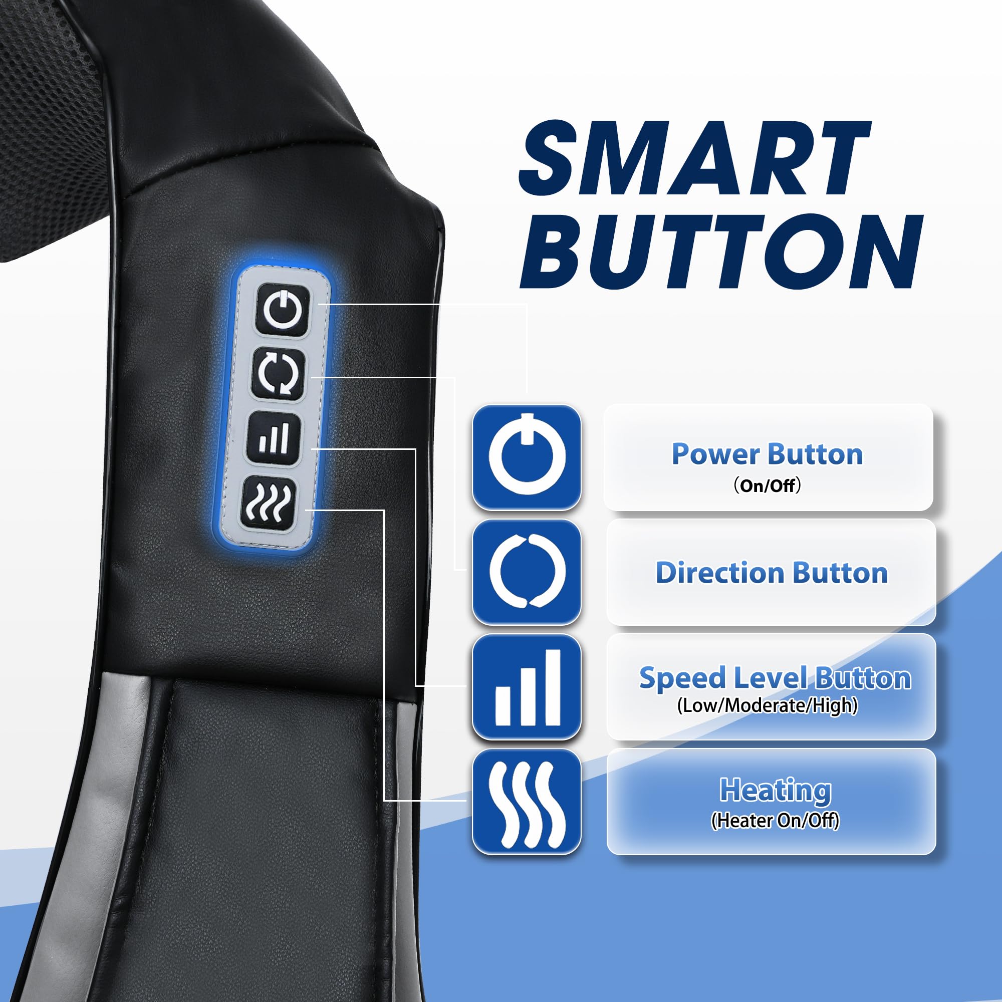 UFFAE massager with three speeds adapts to your relaxation pace.