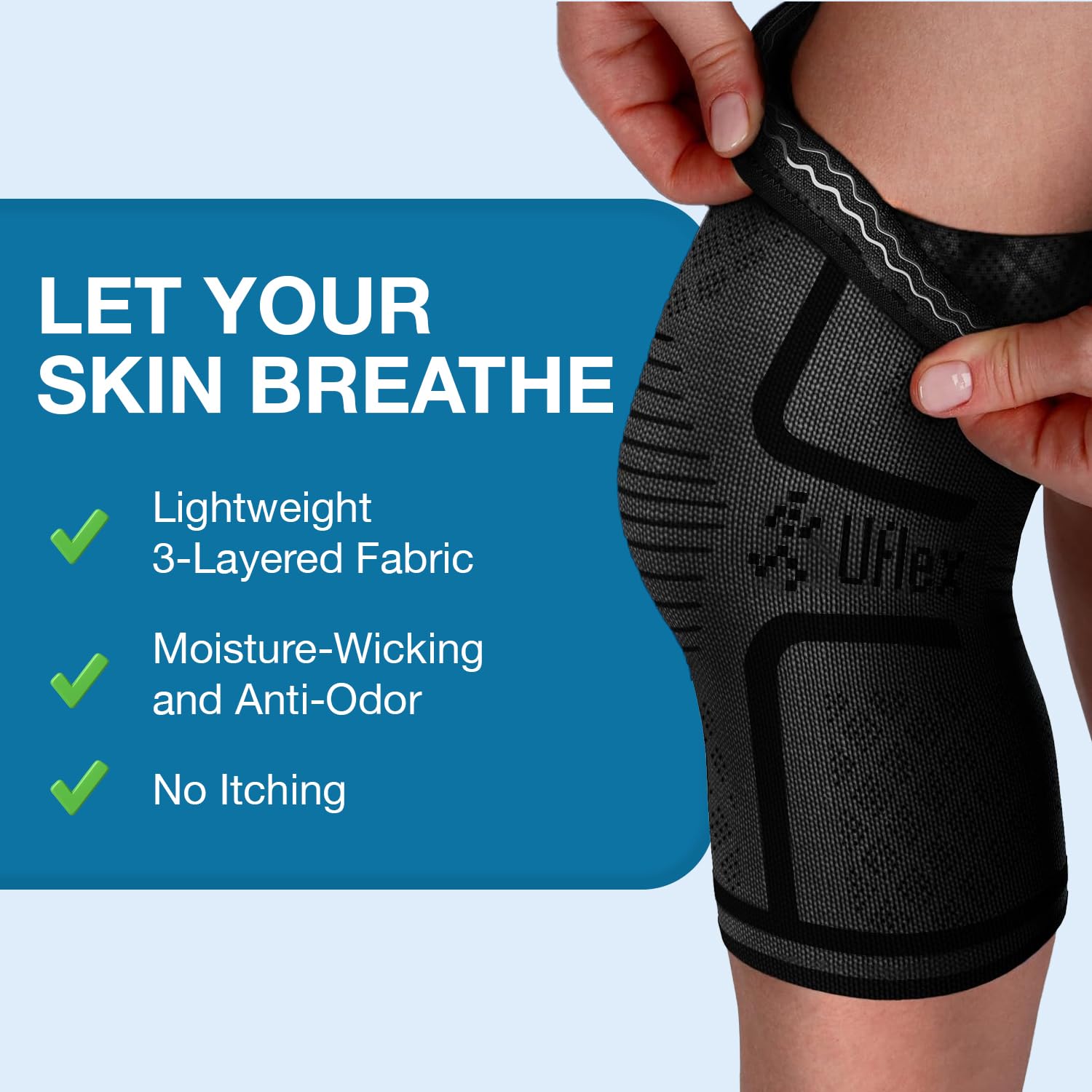 UFlex Athletics knee brace delivers all-day comfort for daily wear.