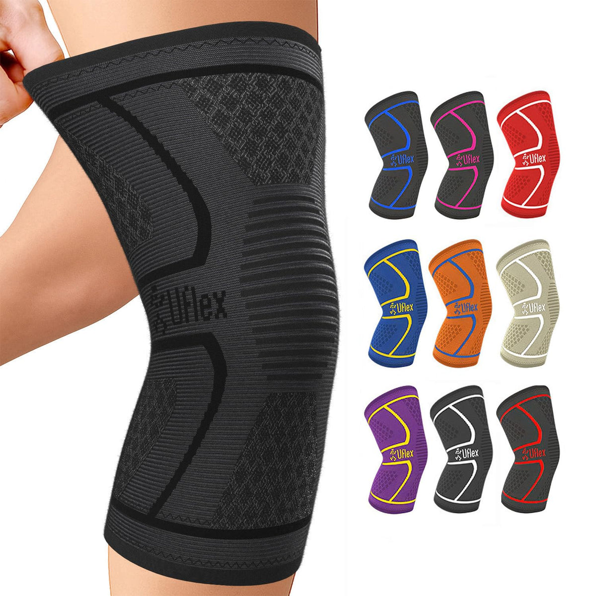 UFlex Athletics compression knee brace provides dynamic fit for stable support during activity.