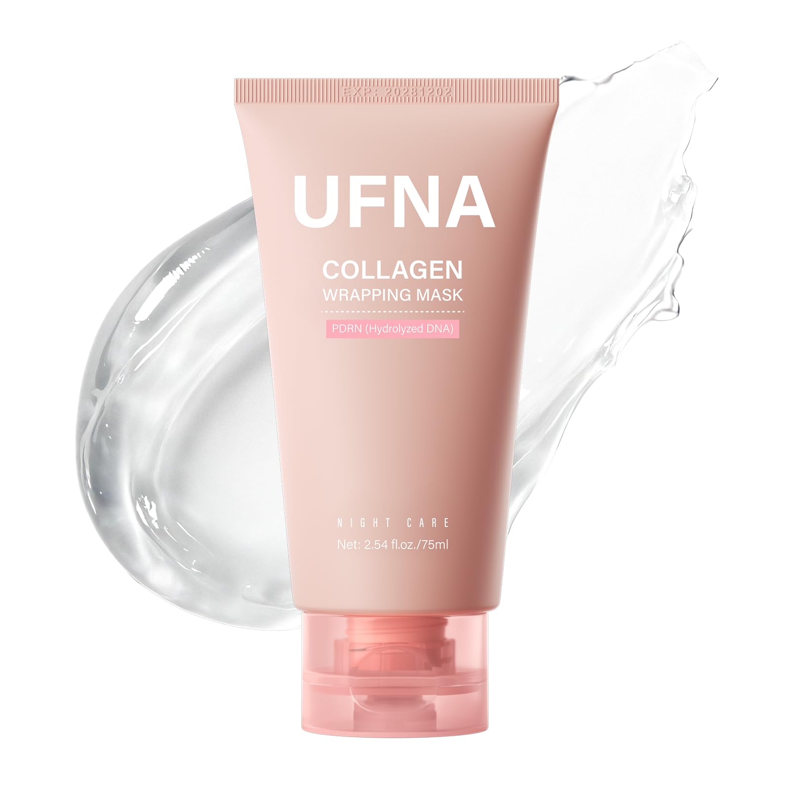 UFNA Collagen Face Mask in overnight wrap treatment applied on face for hydration