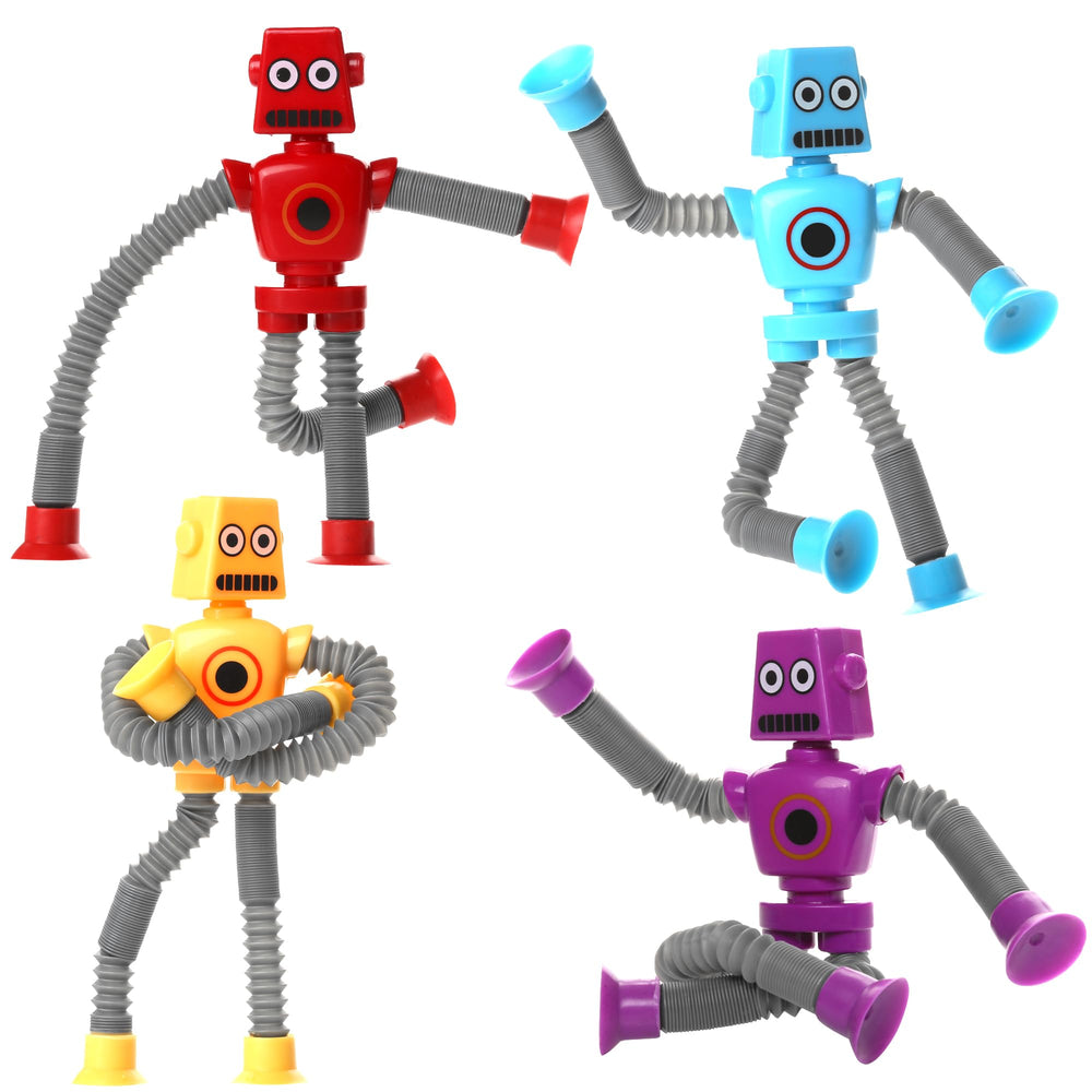 UGJ Robot Pop Tube with suction base for window play and sensory pops.