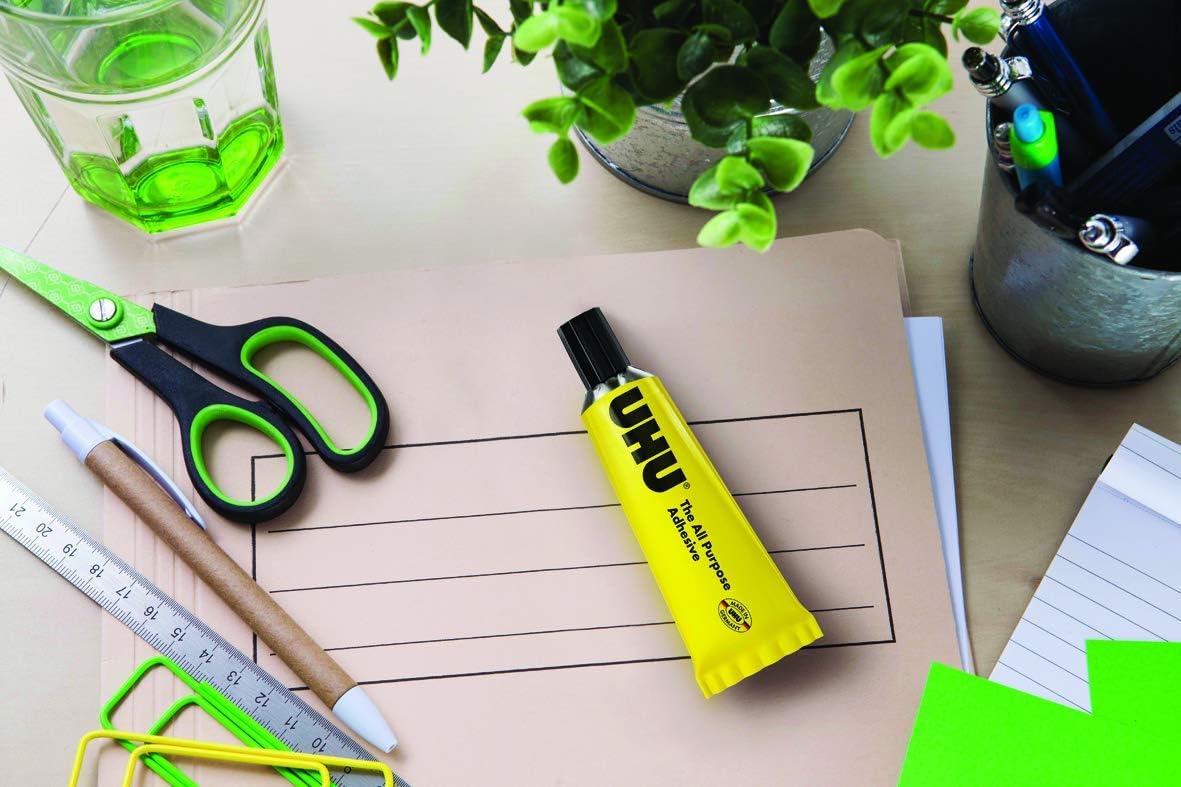 UHU transparent adhesive leaves a crystal-clear finish on tasks like scrapbooking or labeling