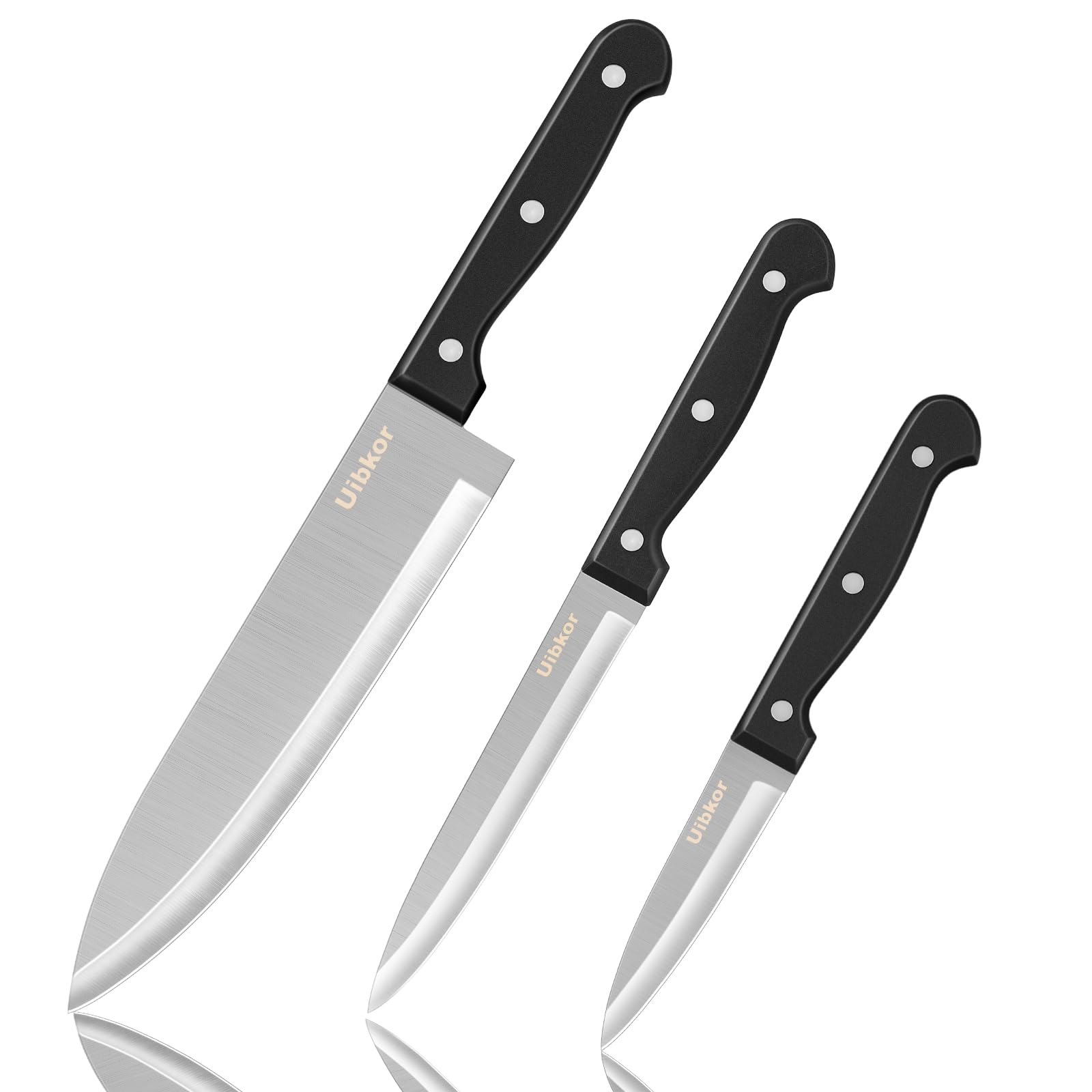 Uibkor 8-inch chef knife close-up for precise slicing in daily cooking.