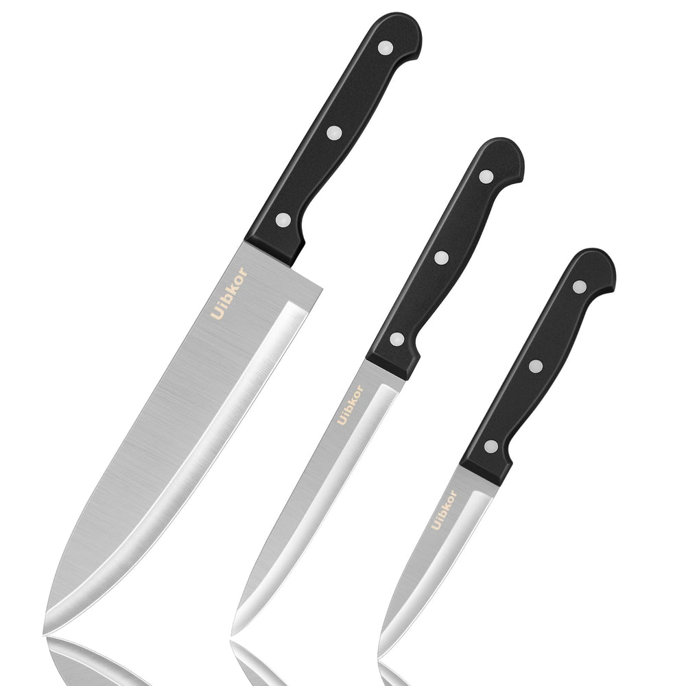 Uibkor 8-inch chef knife close-up for precise slicing in daily cooking.