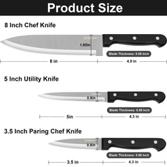 Uibkor knife set with three protective sheaths, ready for storage or transport.