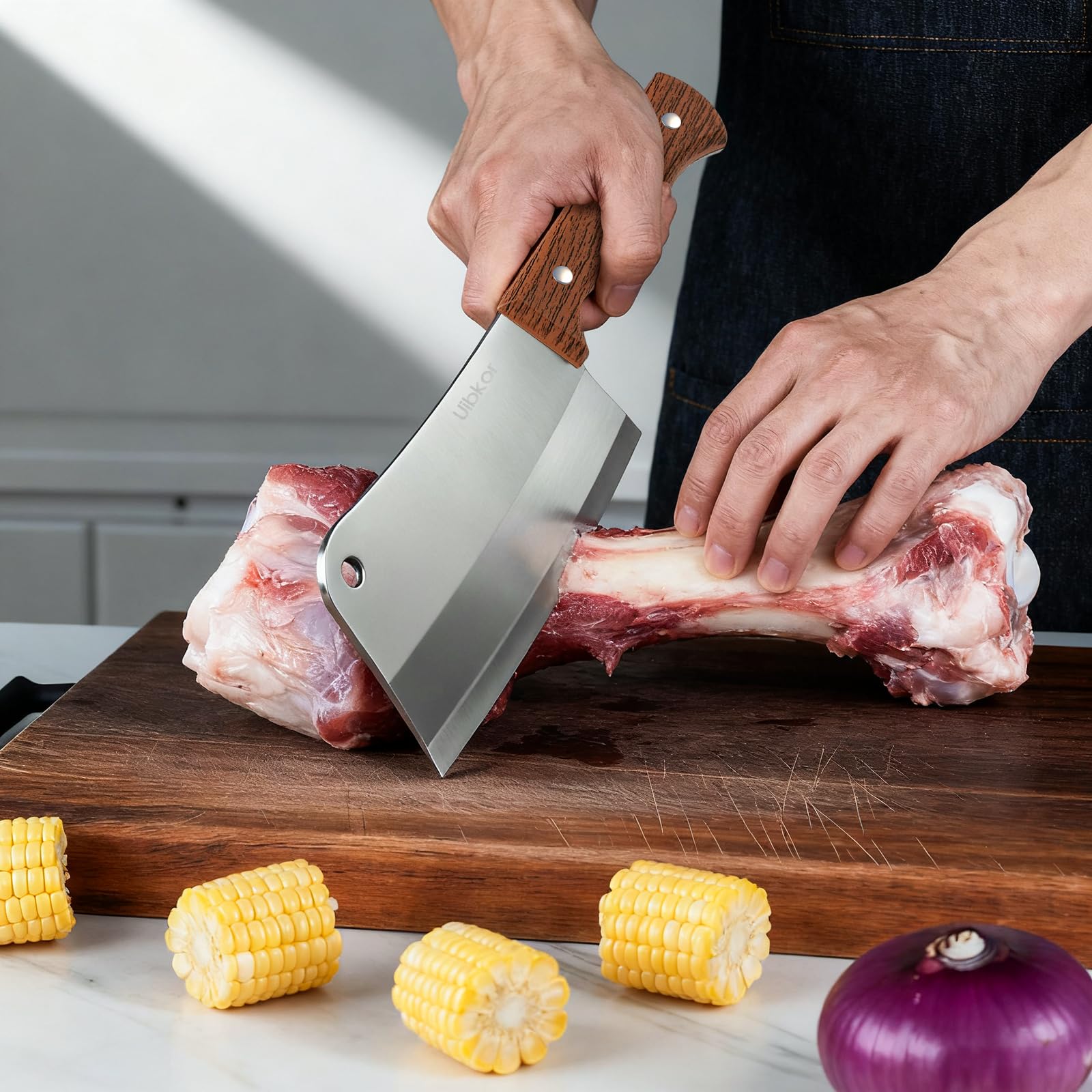 Uibkor professional kitchen cleaver ready for restaurant-grade use.
