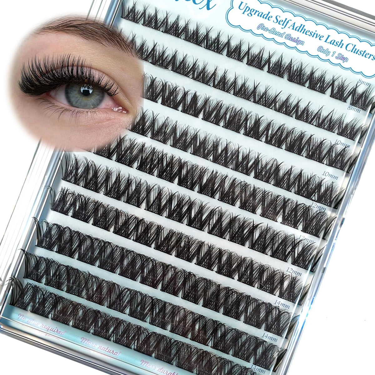 Uiheex self-adhesive lash clusters for quick glue-free application