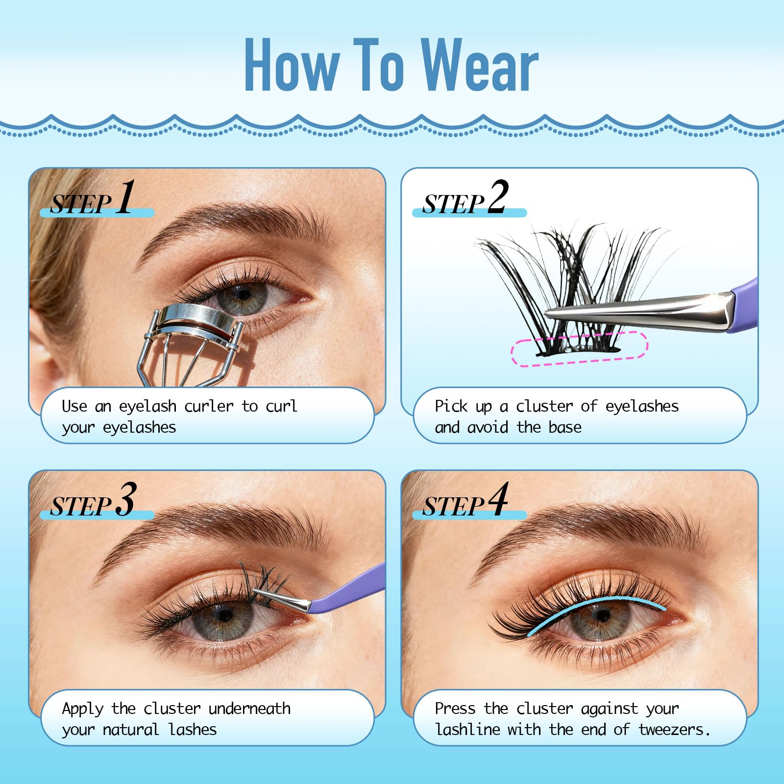 Uiheex wispy C-curly 8-14mm lashes add natural volume