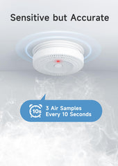 Uingarm smoke alarm with LED indicator visible in living room for immediate status