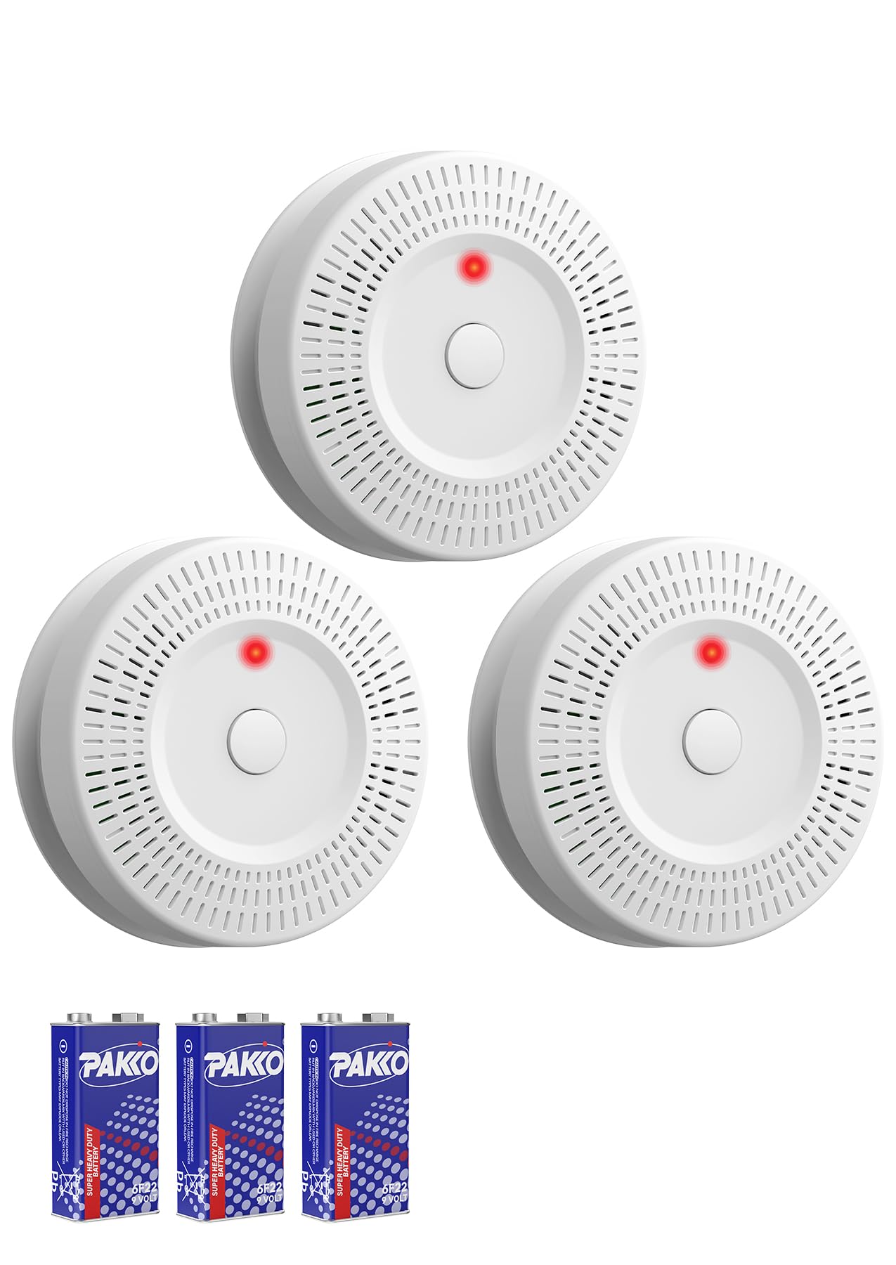 Uingarm smoke detector 9V battery-operated, front view with LED indicator for quick status checks