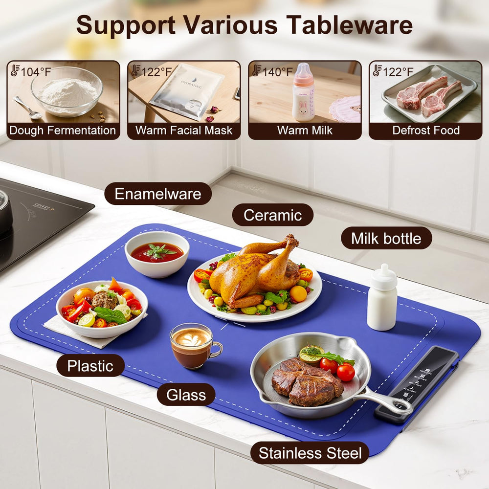 Uingarm warming mat timer settings help plan serving times.
