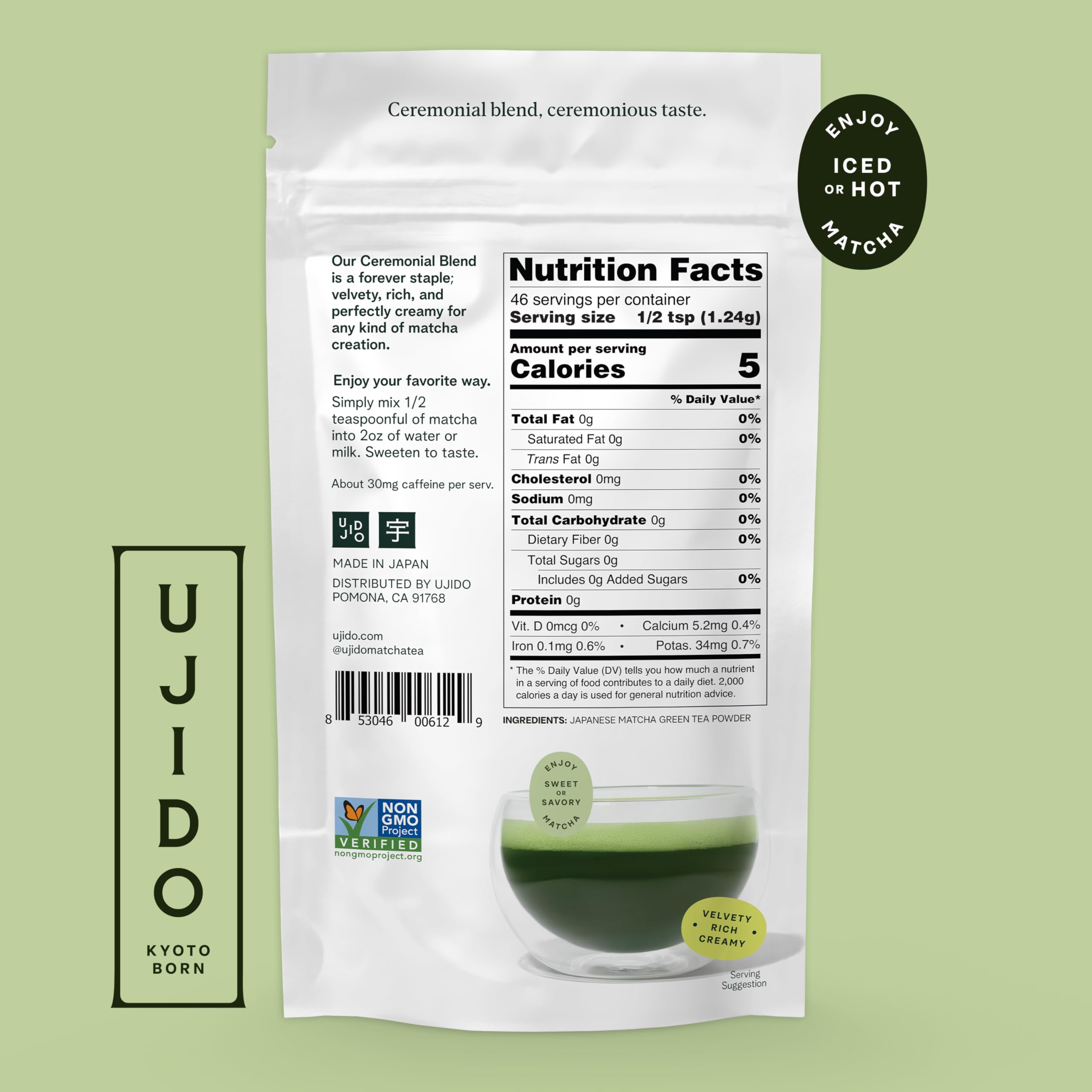 Ujido Path of Zen matcha powder close-up with vibrant color