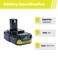 ULDERTRA Ryobi 18V battery side view showing rugged design for tough jobs.