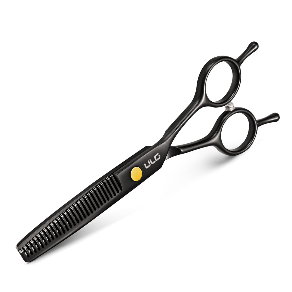 ULG Professional thinning shears blade close-up shows ultra sharp edge for clean cuts