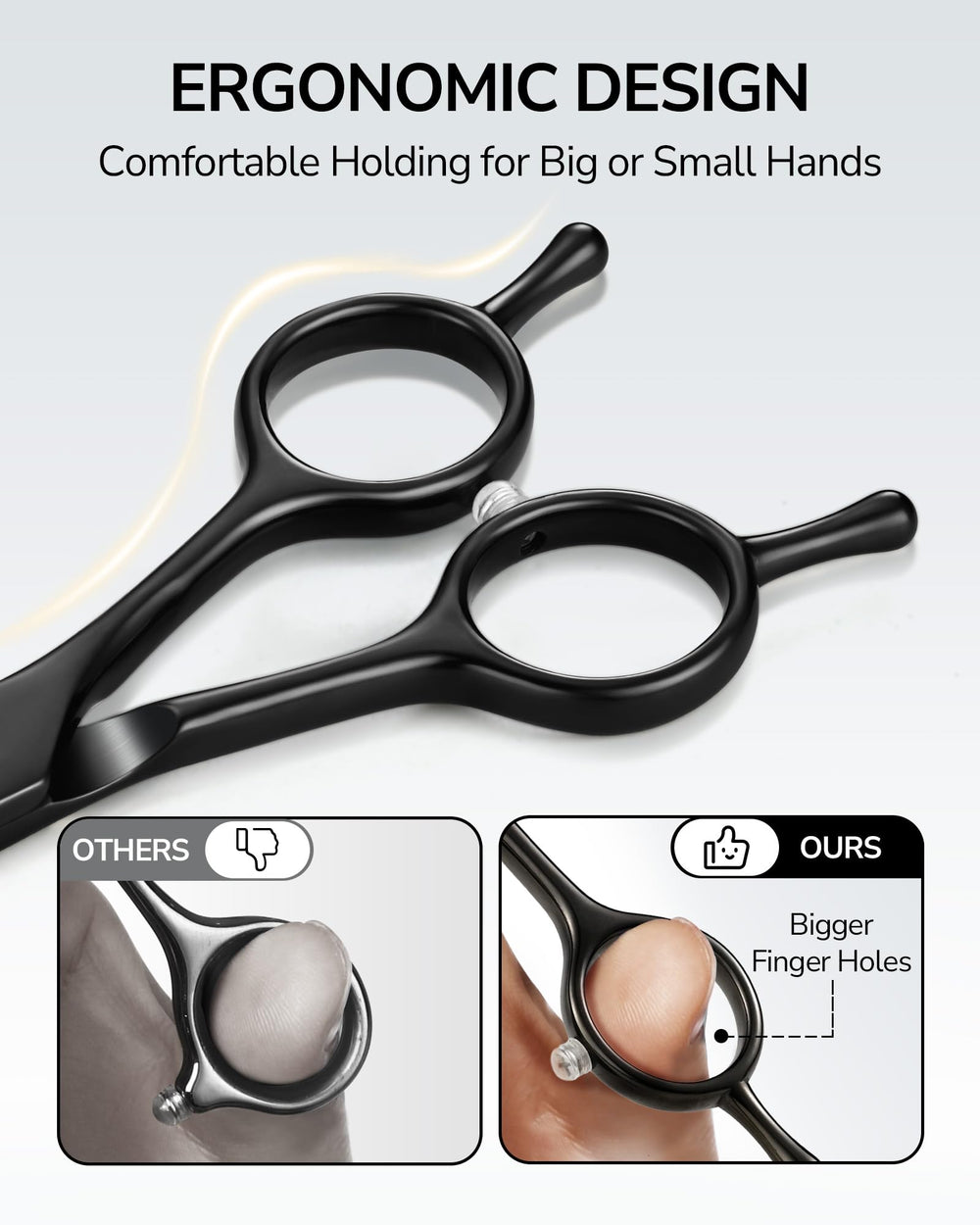 ULG thinning shears ergonomic design for precise, relaxed cuts