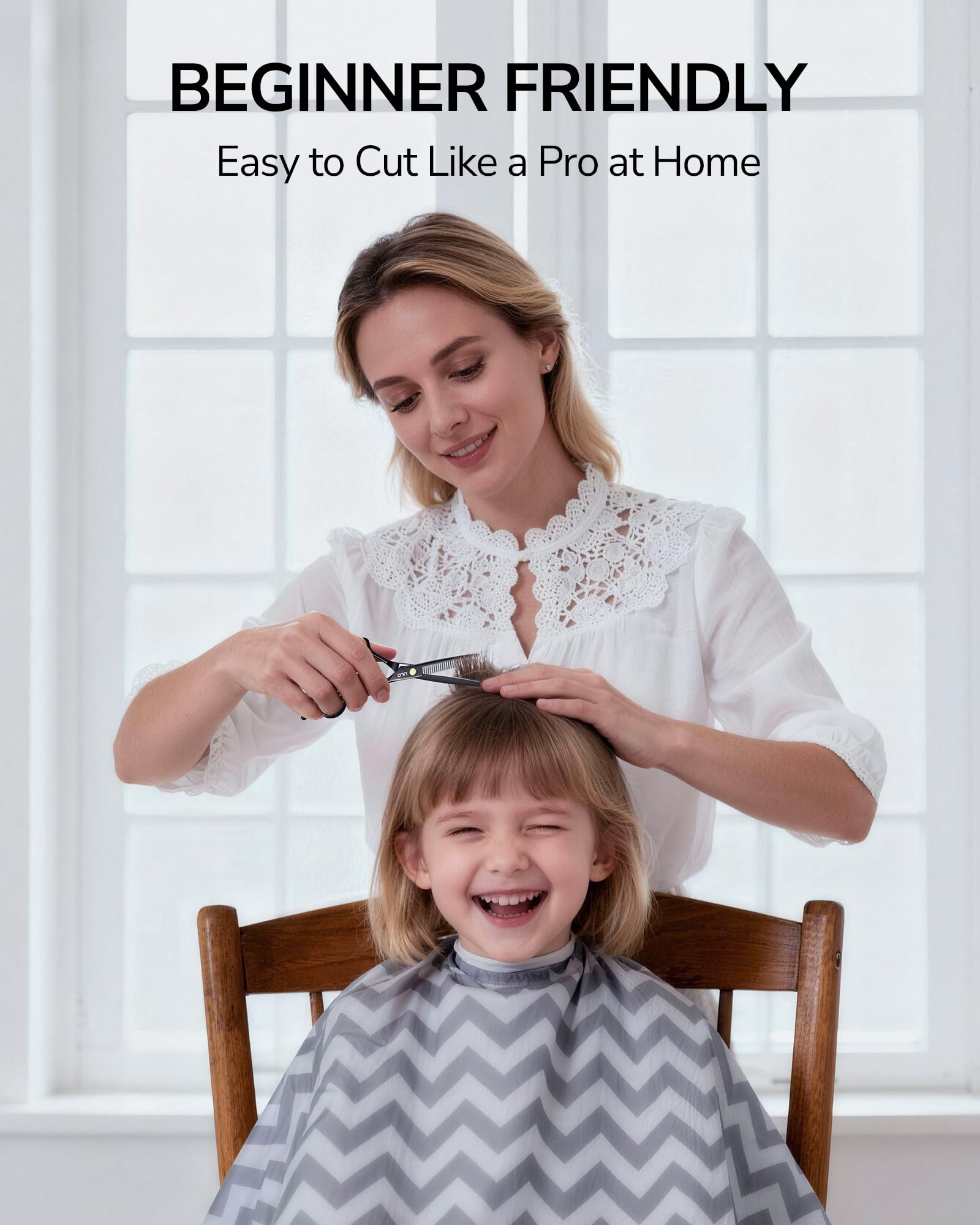 ULG thinning shears in use demonstrating smooth cuts on thick hair