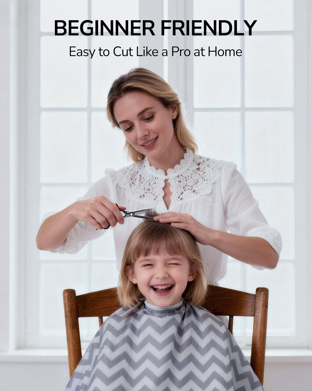 ULG thinning shears in use demonstrating smooth cuts on thick hair