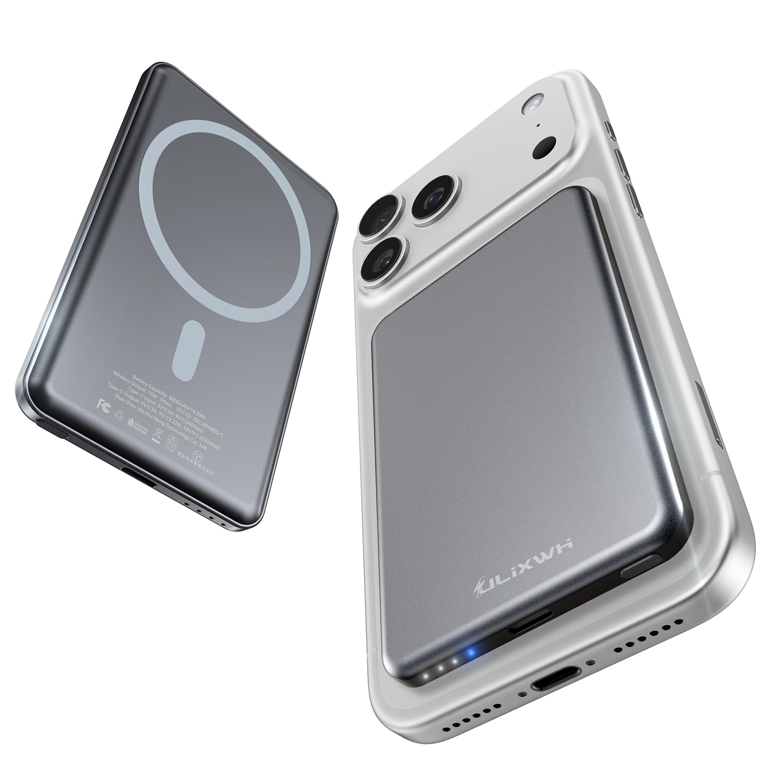 ULiXWH 0.3-inch ultra-slim MagSafe charger front view for pocket-ready on-the-go charging