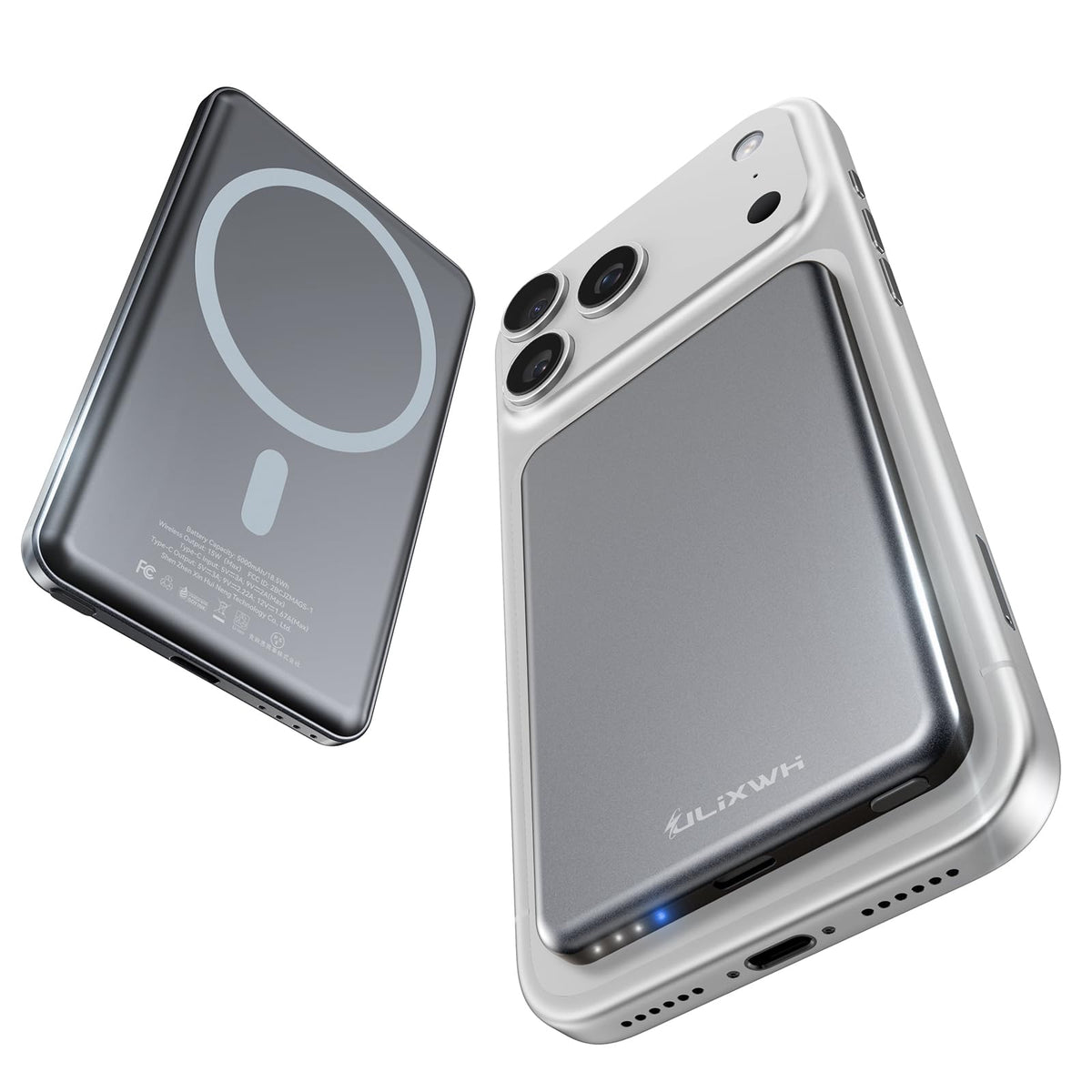 ULiXWH 0.3-inch ultra-slim MagSafe charger front view for pocket-ready on-the-go charging