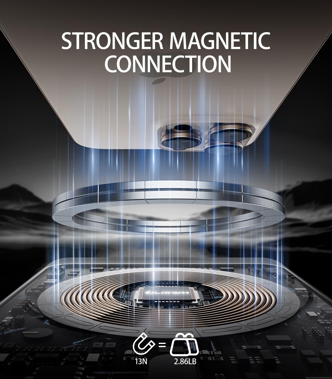 ULiXWH 14N magnetic attachment securely snaps onto iPhone while moving