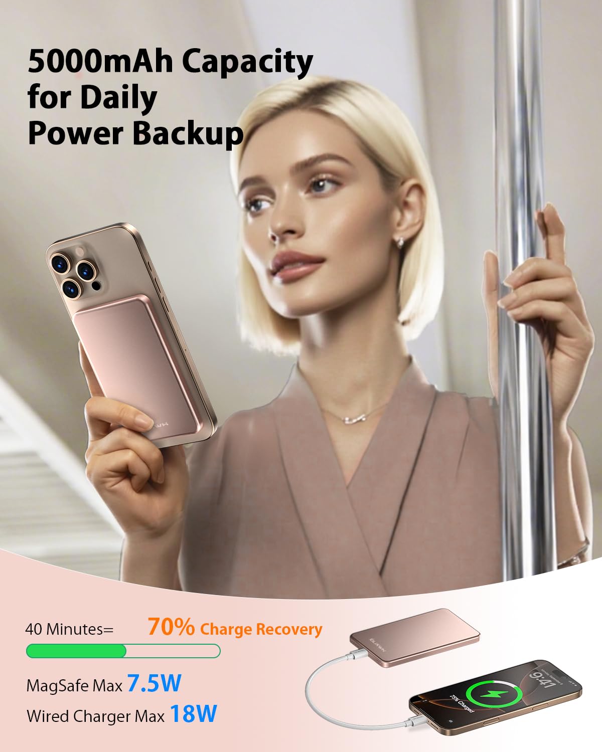 ULiXWH 5000mAh pack interior view highlights compact capacity for all-day power.