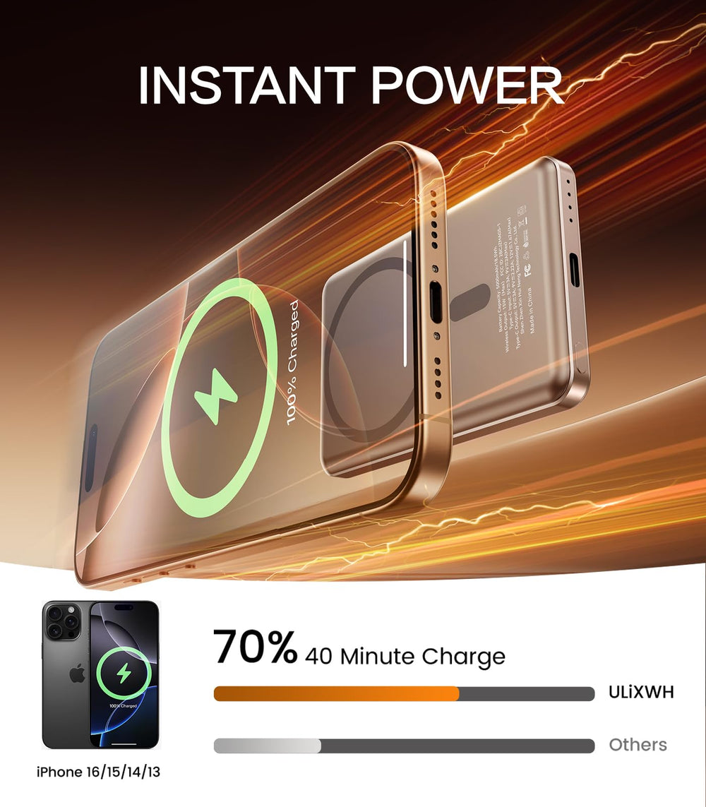 ULiXWH strong 14N magnetic attachment keeps the charger securely attached to iPhone.
