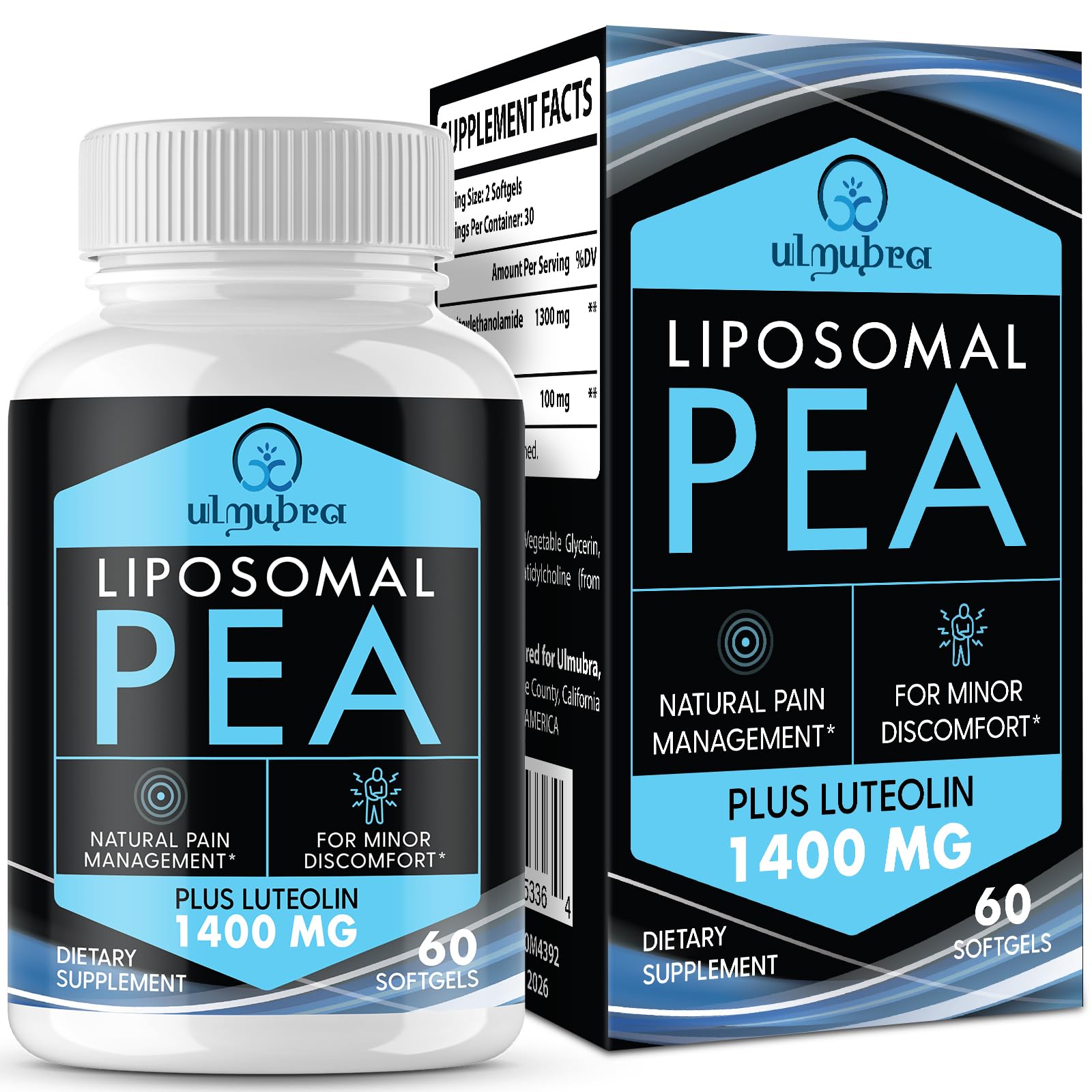 Ulmubra liposomal pea capsules for enhanced absorption in everyday use.