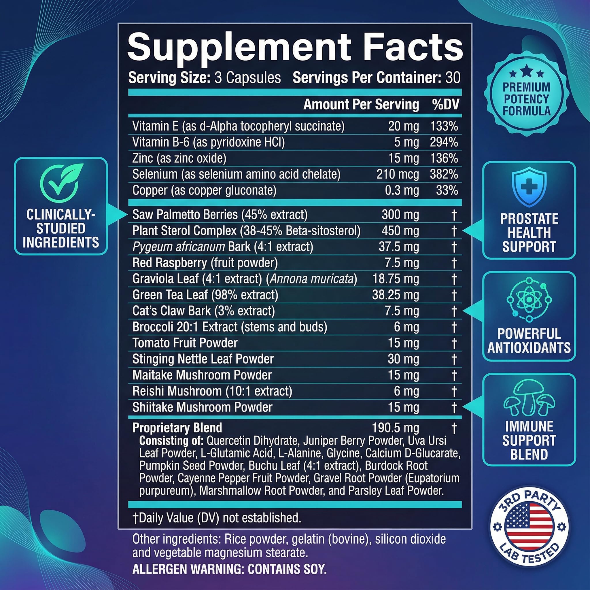 Closeup of ULTALIFE Saw Palmetto capsules for easy daily intake