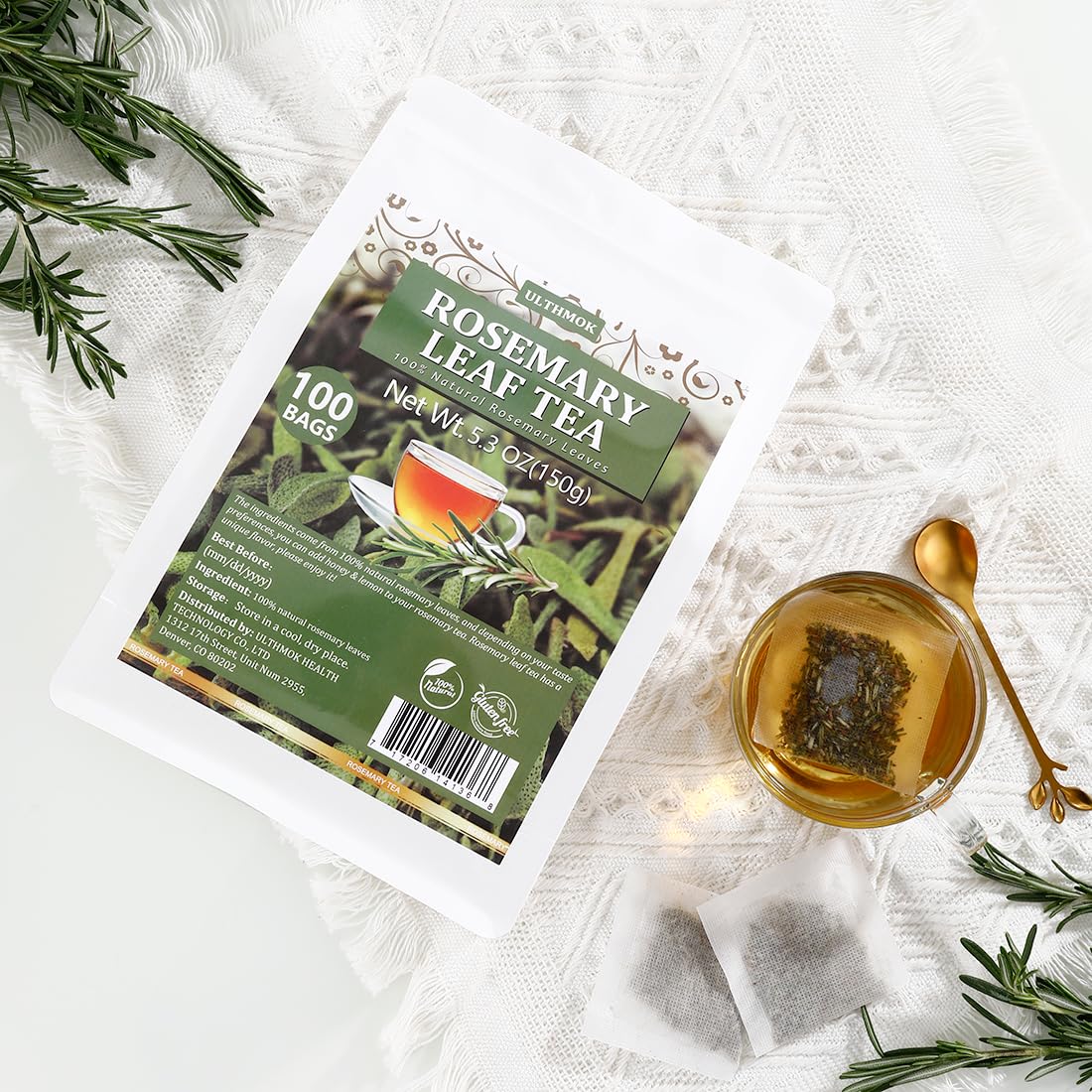 ULTHMOK brewed rosemary tea steeping, inviting a comforting moment.