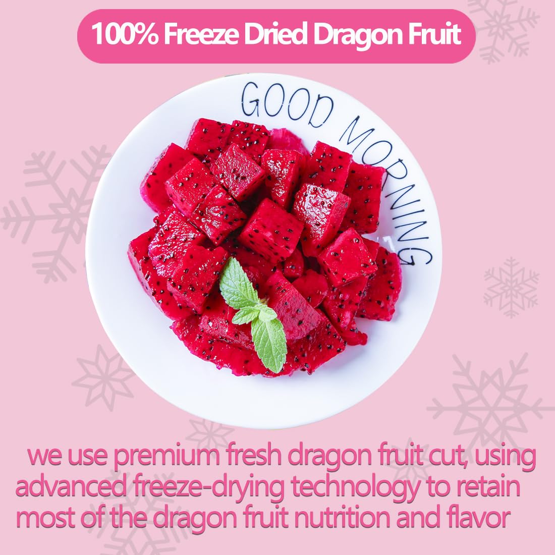 ULTHMOK dragon fruit dried cubes in a bowl for breakfast color and crunch