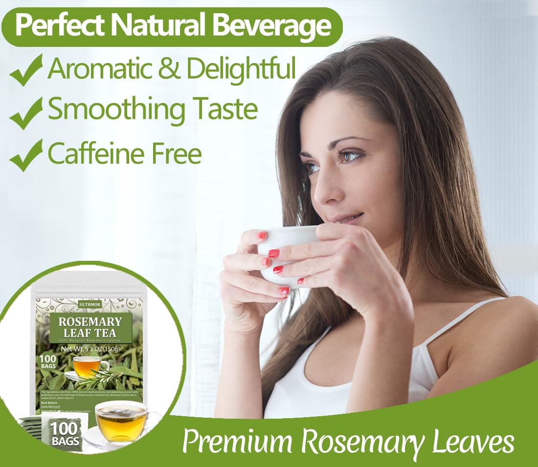 ULTHMOK rosemary tea in cup showcasing smooth, caffeine-free infusion.