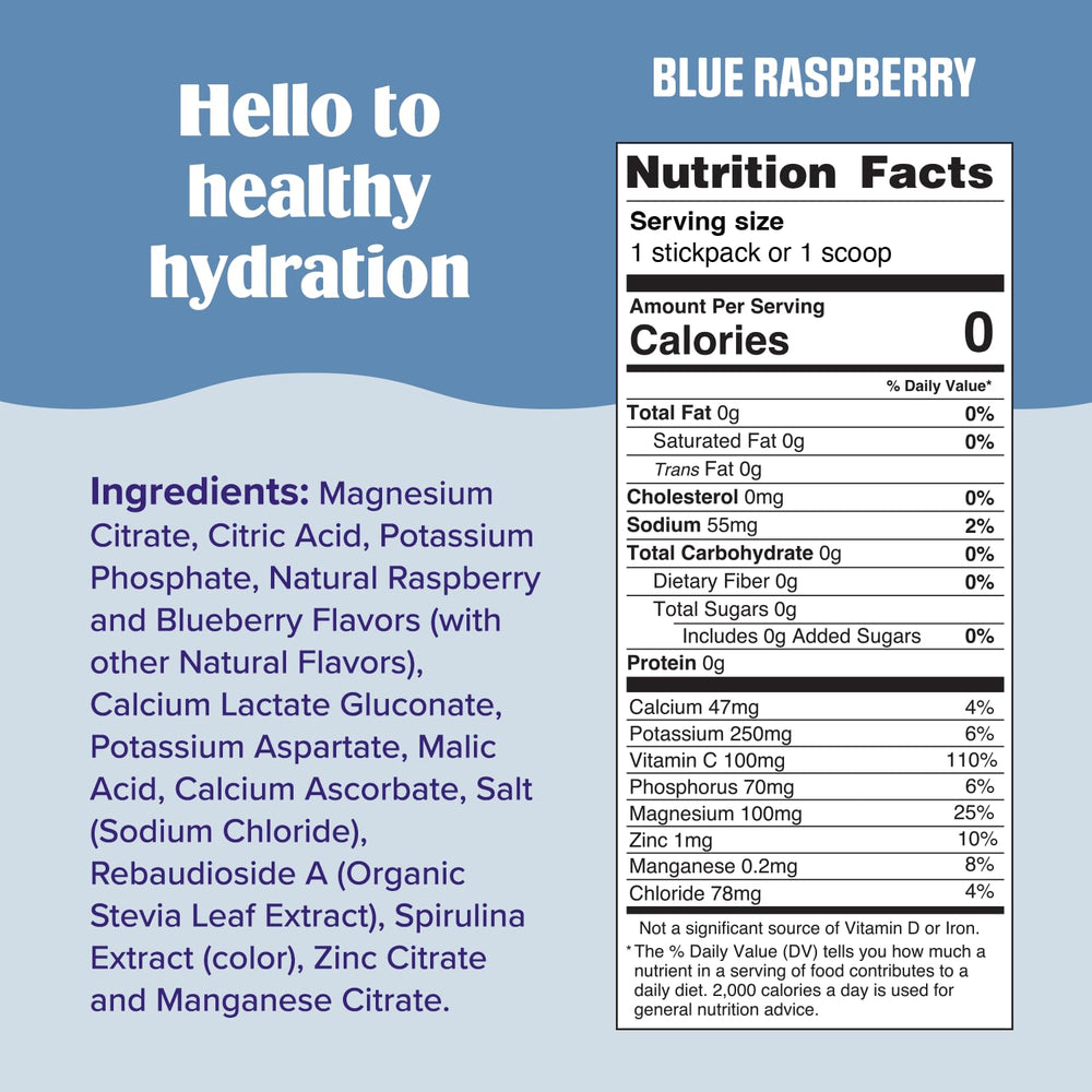 Ultima Replenisher blue raspberry drink glass shows refreshing flavor without sugar.