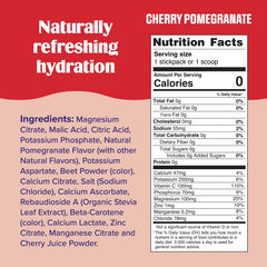 Ultima Replenisher cherry-pomegranate drink pouring into a glass for refreshing hydration.