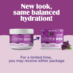 Ultima Replenisher grape ingredient panel highlights minerals and nutrients