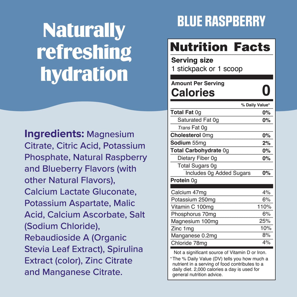 Ultima Replenisher daily electrolyte bottle front shows ingredients.
