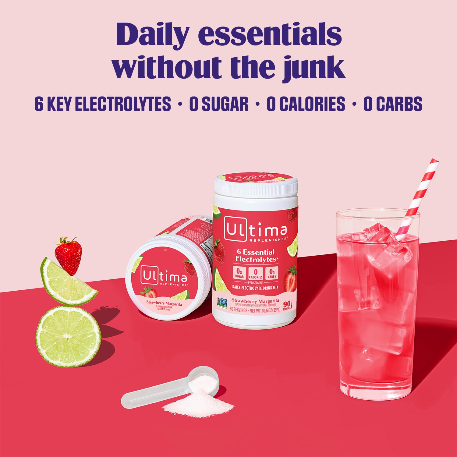 Scoop dispensing Ultima Replenisher electrolytes into water for easy mixing