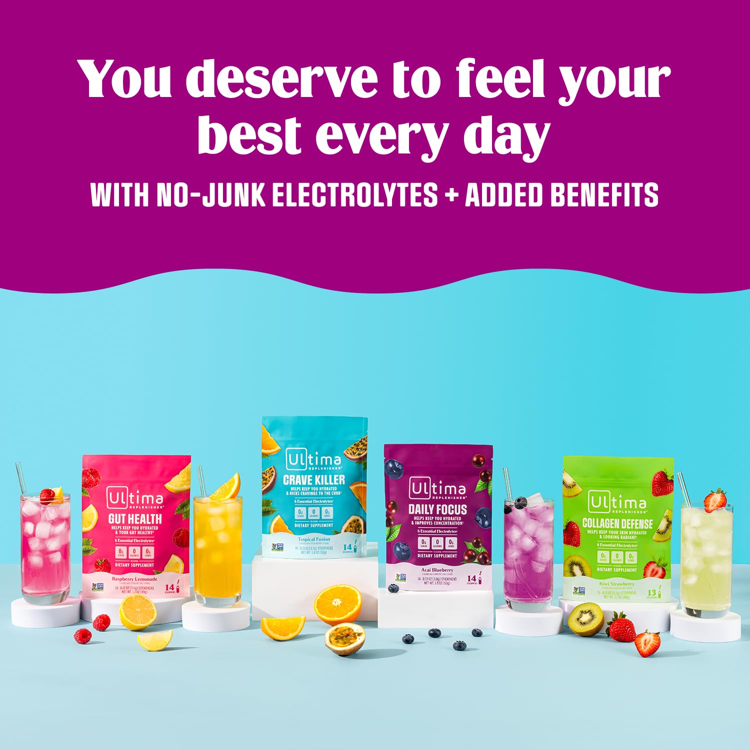 Ultima Replenisher Daily Focus dissolving powder blends into water quickly.
