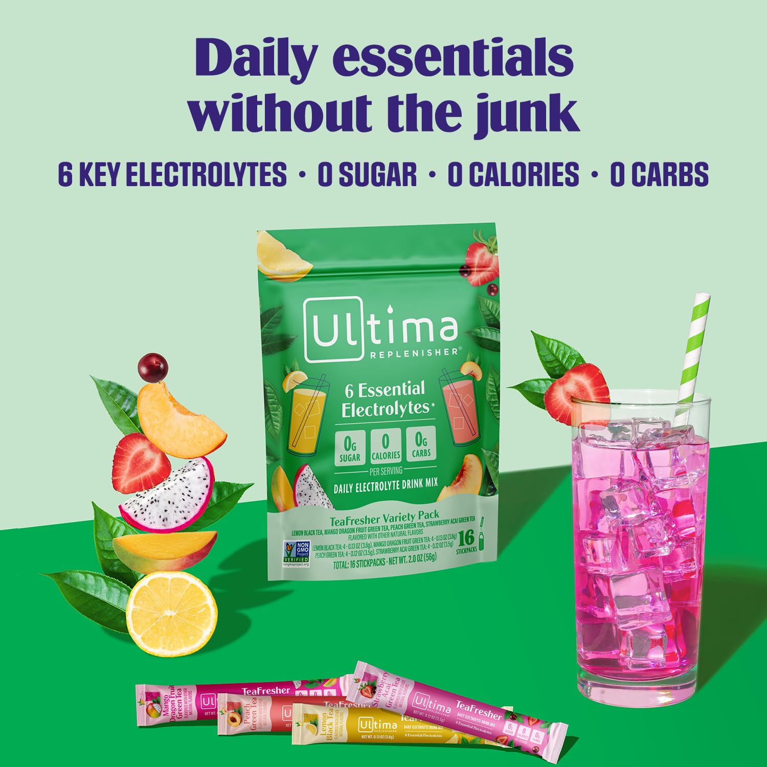 Ultima Replenisher dissolves quickly in water for on-the-go tea moments.