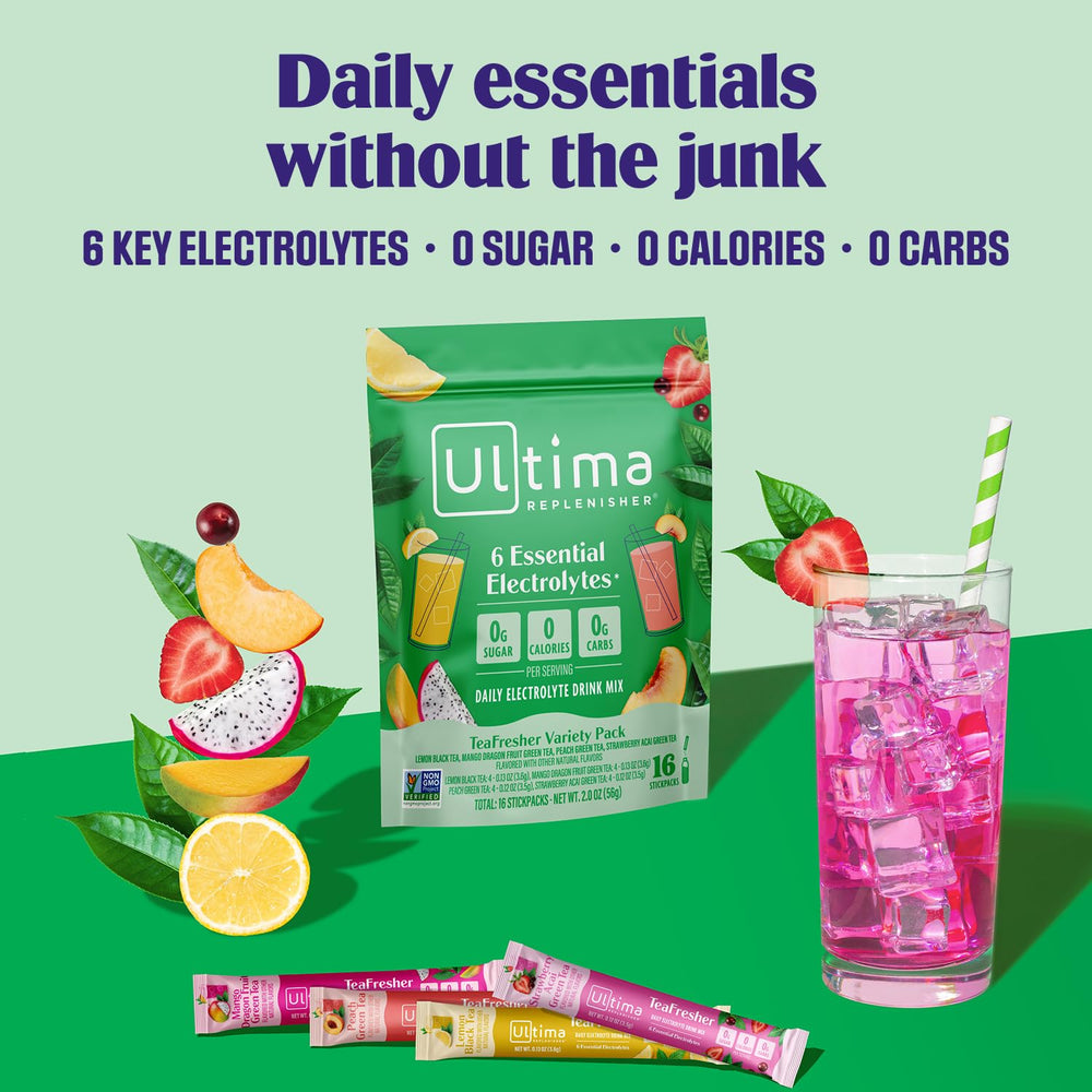 Ultima Replenisher dissolves quickly in water for on-the-go tea moments.