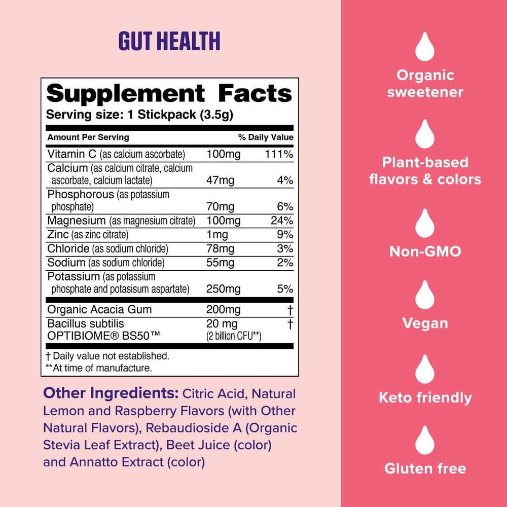 Ultima Replenisher nutrition panel highlighting minerals and zero sugar attributes.